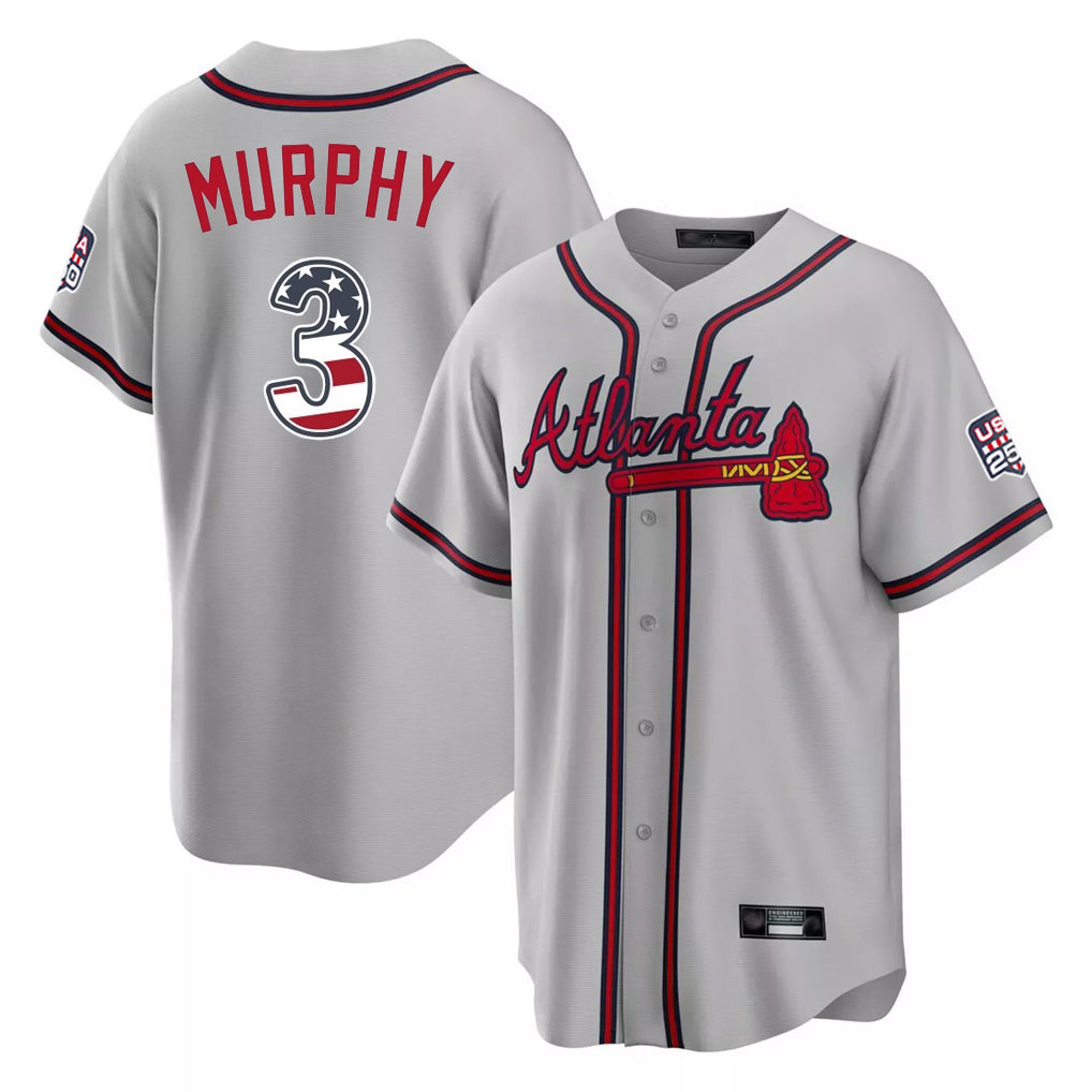 Atlanta Braves #3 Dale Murphy Player Gray AmberGomez USA 250 Fourth Of July Limited Home Game Stitched Jerseys