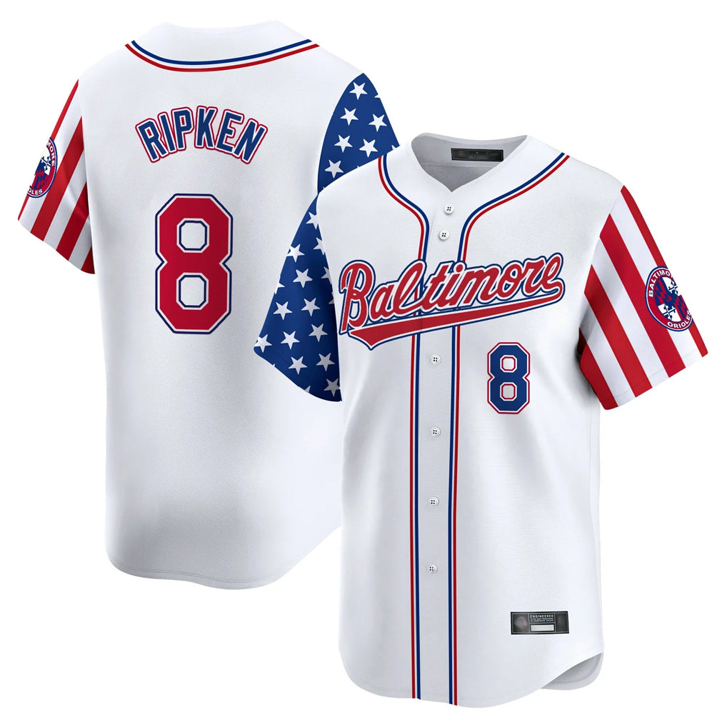 Baltimore Orioles #8 Cal Ripken Player White AmberGomez Independence Day Vapor Premier Limited Home Game Stitched Jerseys