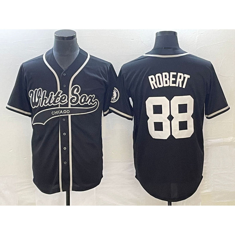 Chicago White Sox #88 Luis Robert Black AmberGomez Cool Base Stitched Jersey 2