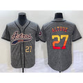 Houston Astros #27 Jose Altuve Number Grey AmberGomez Gridiron Cool Base Stitched Jersey