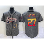 Houston Astros #27 Jose Altuve Number Grey AmberGomez Gridiron Cool Base Stitched Jersey