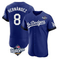 Los Angeles Dodgers #8 Enrique Hern¨¢ndez Player Royal AmberGomez World Series City Connect Elite Home Stitched Jerseys