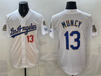 Los Angeles Dodgers #13 Max Muncy White AmberGomez 2026 Gold Collection 9x & B2B Champs Patch Stitched Jersey