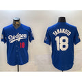 Los Angeles Dodgers #18 Yoshinobu Yamamoto Royal AmberGomez 2024 World Series Patch Alternate Limited Stitched Jersey