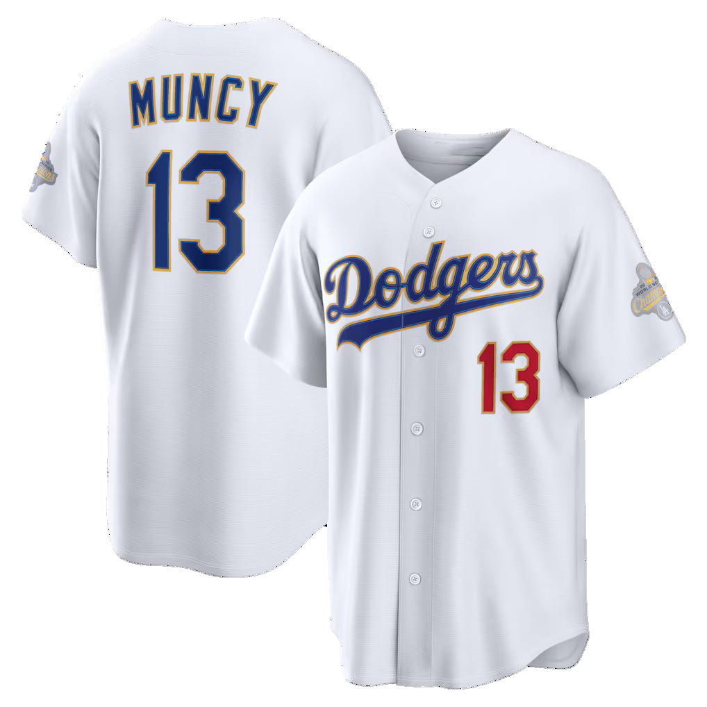 Los Angeles Dodgers #13 Max Muncy White AmberGomez 2026 Gold Collection Stadium Jersey