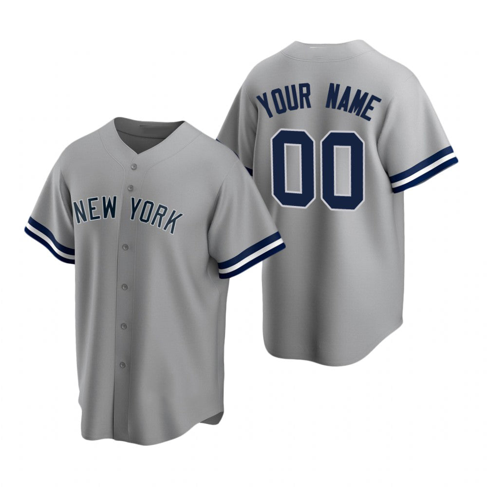 Custom New York Yankees Gray AmberGomez Stitched Cool Base Road Jersey