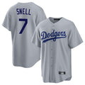 Los Angeles Dodgers #7 Blake Snell Player Gray AmberGomez Game Stitched Jerseys