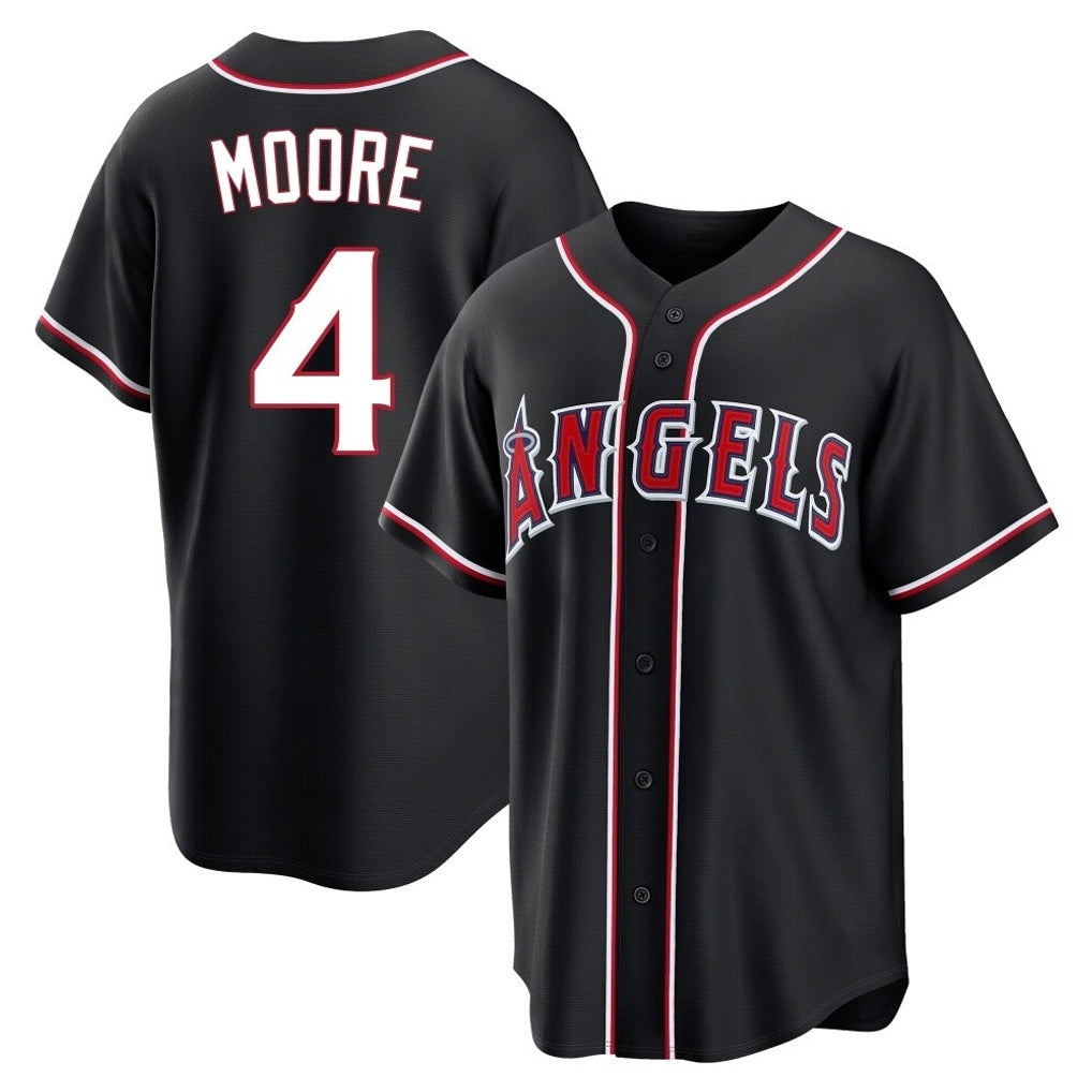 Los Angeles Angels #4 Christian Moore Player Black AmberGomez Fashion Out Home Game Stitched Jerseys
