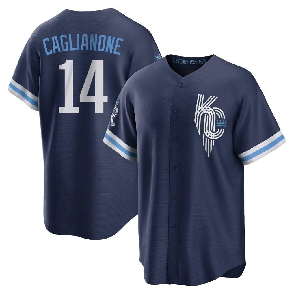 Kansas City Royals #14 Jac Caglianone Player Navy AmberGomez City Connect Home Game Stitched Jerseys