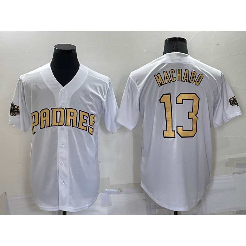 San Diego Padres #13 Manny Machado White AmberGomez 2022 All Star Stitched Cool Base Jersey