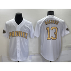 San Diego Padres #13 Manny Machado White AmberGomez 2022 All Star Stitched Cool Base Jersey