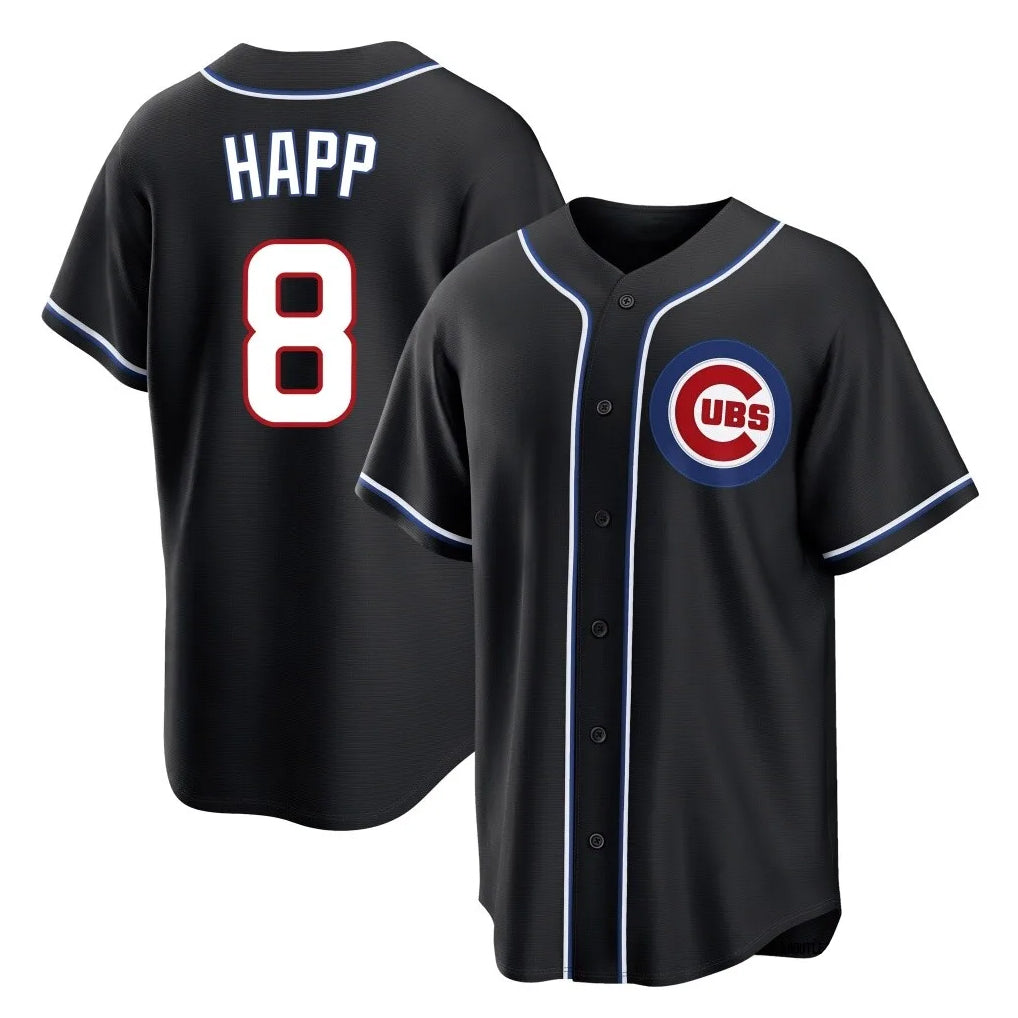 Chicago Cubs #8 Ian Happ Player Black AmberGomez Fashion Out Game Stitched Jerseys