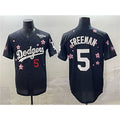 Los Angeles Dodgers #5 Freddie Freeman Black AmberGomez 2025 World Series Patch Tokyo Series Limited Stitched Jersey