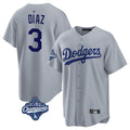 Los Angeles Dodgers #3 Edwin D¨ªaz Player Gray AmberGomez World Series Meet Game Stitched Jerseys