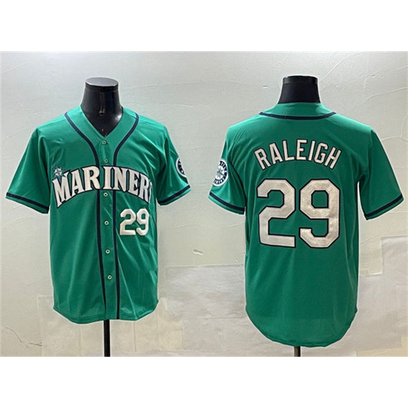 Seattle Mariners #29 Cal Raleigh Aqua AmberGomez Limited Stitched jersey