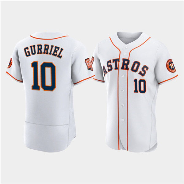 Houston Astros #10 Yuli Gurriel White AmberGomez 60th Anniversary Flex Base Stitched Jersey