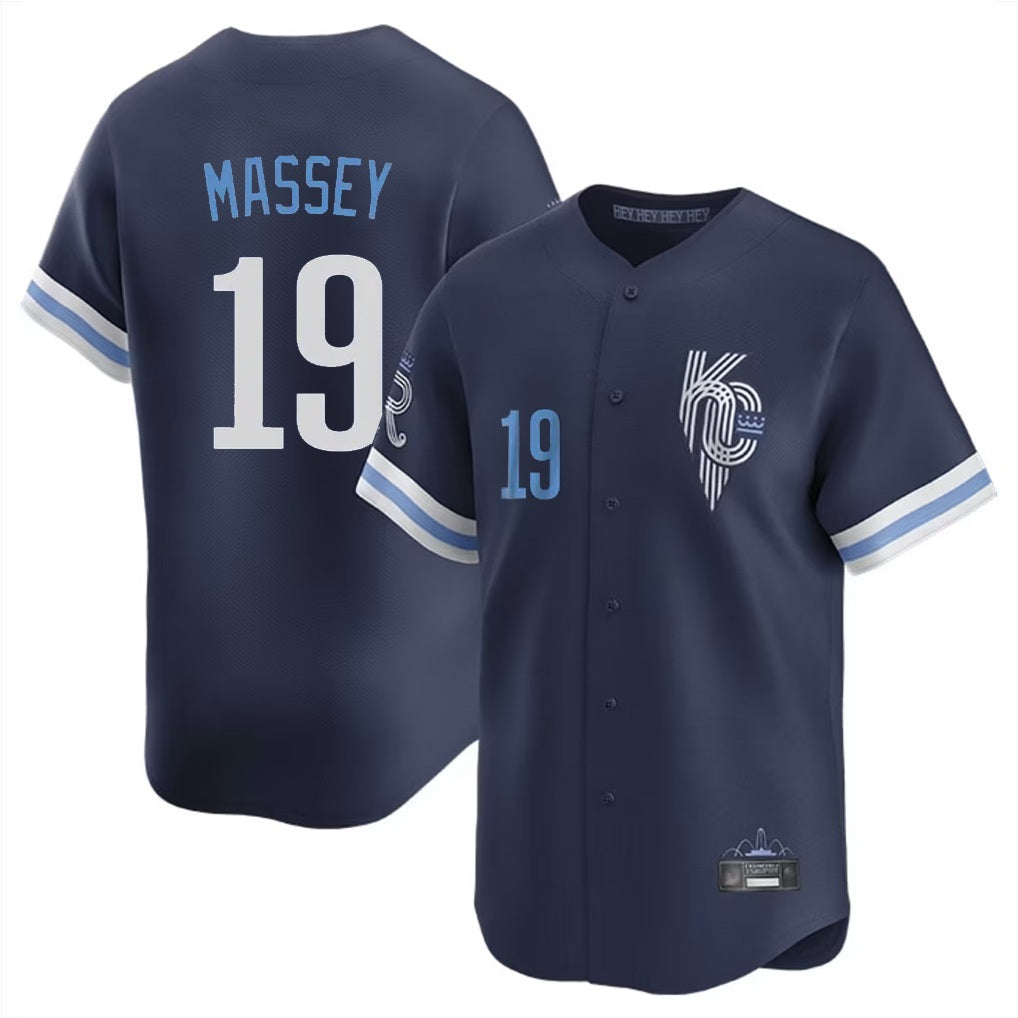 Kansas City Royals #19 Michael Massey Player Navy AmberGomez City Connect Limited Home Stitched Jerseys