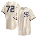 Chicago White Sox #72 Carlton Fisk Player Cream AmberGomez Field of Dreams Home Game Stitched Jerseys