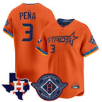 Houston Astros #3 Jeremy Pena Player Orange AmberGomez City Connect Texas Patch Vapor Premier Limited Home Stitched Jerseys