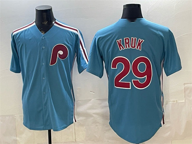 Philadelphia Phillies #29 John Kruk Blue AmberGomez Cool Base Stitched Jersey