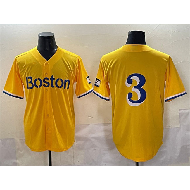 Boston Red Sox #3 Ceddanne Rafaela Gold AmberGomez City Connect Stitched Jersey