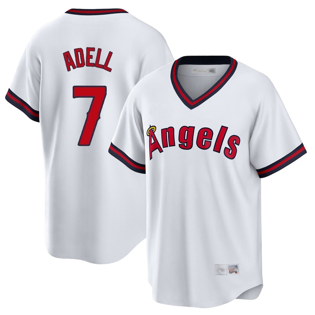 Los Angeles Angels #7 Jo Adell Player White AmberGomez T-shirt Home Game Stitched Jerseys