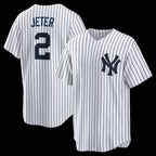 New York Yankees #2 Derek Jeter White AmberGomez Home Retired Player Replica Jersey