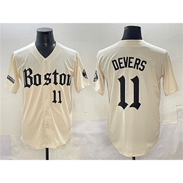 Boston Red Sox #11 Rafael Devers Cream AmberGomez Gothic Vapor Limited Stitched Jersey