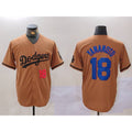 Los Angeles Dodgers #18 Yoshinobu Yamamoto Number Olive AmberGomez Cool Base Limited Stitched Jersey 2