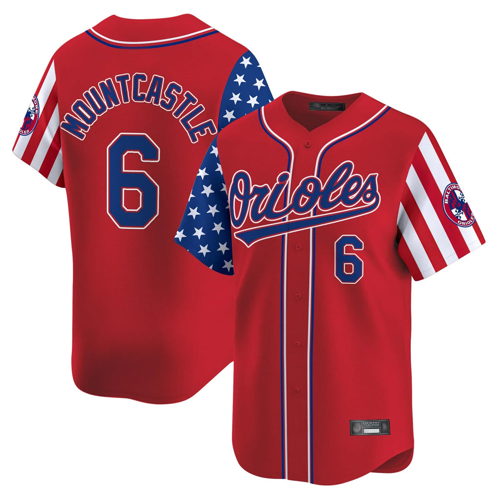 Baltimore Orioles #6 Ryan Mountcastle Player Red AmberGomez Independence Day Vapor Premier Limited Home Game Stitched Jerseys