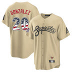 Arizona Diamondbacks #20 Luis Gonzalez Player Tan AmberGomez USA 250 Fourth of July Home Game Stitched Jerseys