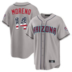 Arizona Diamondbacks #14 Gabriel Moreno Player Gray AmberGomez USA 250 Fourth of July Home Game Stitched Jerseys