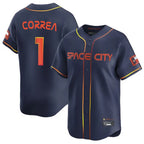 Houston Astros #1 Carlos Correa Player Navy AmberGomez City Connect Home Limited Stitched Jerseys