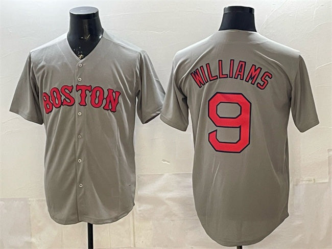 Boston Red Sox #9 Ted Williams Grey AmberGomez Cool Base Stitched Jersey