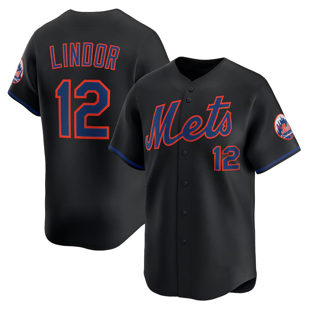 New York Mets #12 Francisco Lindor Black AmberGomez Alternate Limited Jersey