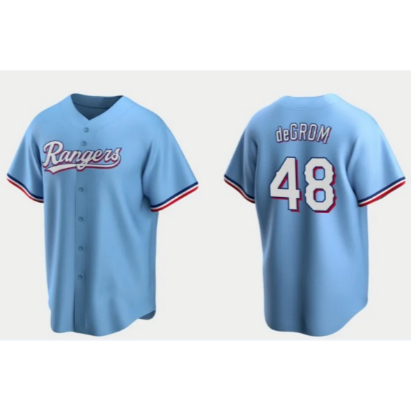 Texas Rangers #48 Jacob deGrom Light Blue AmberGomez Cool Base Stitched Jersey