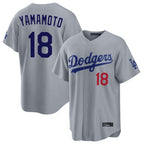 Los Angeles Dodgers #18 Yoshinobu Yamamoto Player Gray AmberGomez Game Home Stitched Jerseys