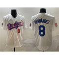 Los Angeles Dodgers #8 Enrique Hern¨¢ndez White AmberGomez With American Flag Patch Limited Stitched Jersey