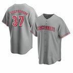 Cincinnati Reds #37 Tyler Stephenson Grey AmberGomez Cool Base Jersey