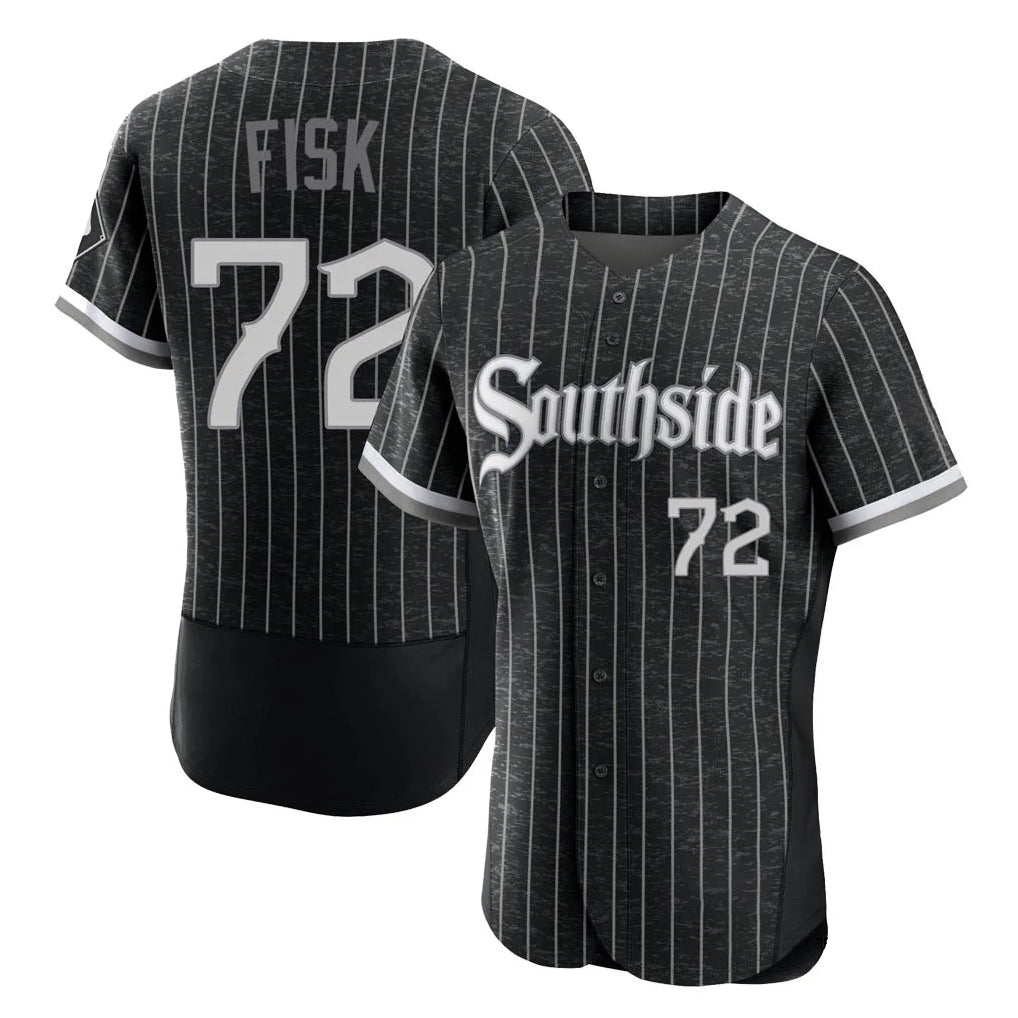 Chicago White Sox #72 Carlton Fisk Player Black AmberGomez City Connect Limited Elite Home Stitched Jerseys