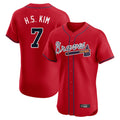 Atlanta Braves #7 Ha-Seong Kim Player Red AmberGomez Limited Elite Home Game Stitched Jerseys