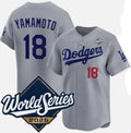 Los Angeles Dodgers #18 Yoshinobu Yamamoto Gray AmberGomez 2025 World Series Limited Stitched Jersey