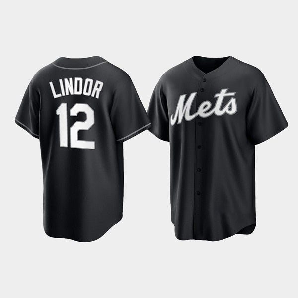 New York Mets #12 Francisco Lindor Black AmberGomez Cool Base Stitched Jersey