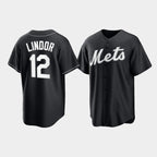 New York Mets #12 Francisco Lindor Black AmberGomez Cool Base Stitched Jersey
