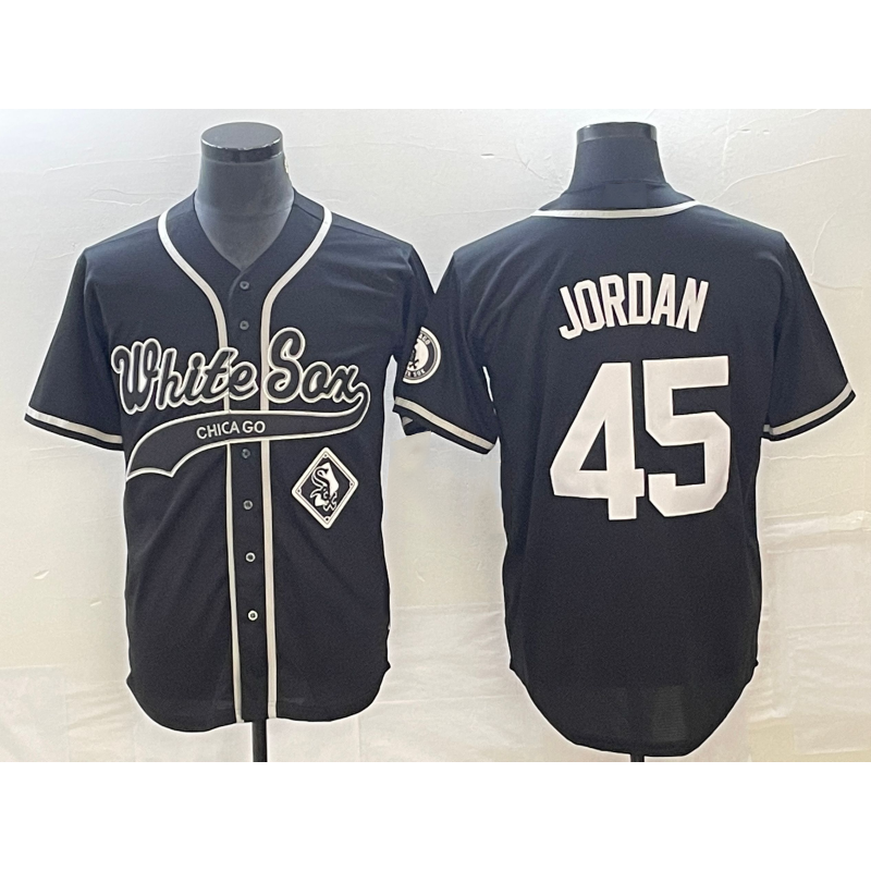 Chicago White Sox #45 Michael Jordan Black AmberGomez Cool Base Stitched Jersey