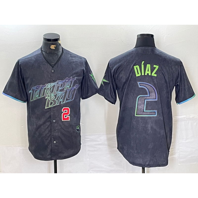 Tampa Bay Rays #2 Yandy Diaz Number Charcoal AmberGomez 2024 City Connect Limited Stitched Jerseys