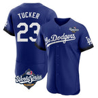 Los Angeles Dodgers #23 Kyle Tucker Player Royal AmberGomez World Series City Connect Elite Home Stitched Jerseys