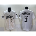 Los Angeles Dodgers #5 Freddie Freeman White AmberGomez 2025 LA Gothic Style With 2024 World Series Champions Patch Vapor Premier Limited Stitched Jersey