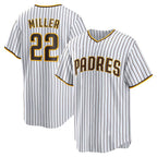San Diego Padres #22 Mason Miller White AmberGomez Home Replica Jersey
