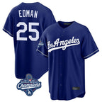 Los Angeles Dodgers #25 Tommy Edman Player Royal AmberGomez World Series Meet Game Stitched Jerseys